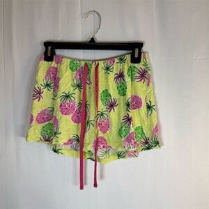HUE Sleep Lounge Shorts Womens Size S Pineapple Tropical Print